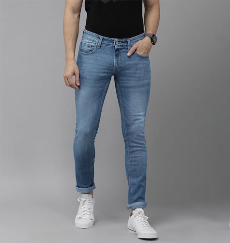 Men Blue Tapered Fit Low-Rise Light Fade Stretchable Jeans
